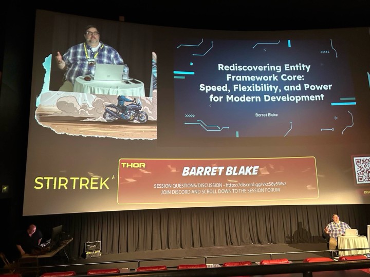 Picture of Barret Blake speaking at Stir Trek developer conference 2025