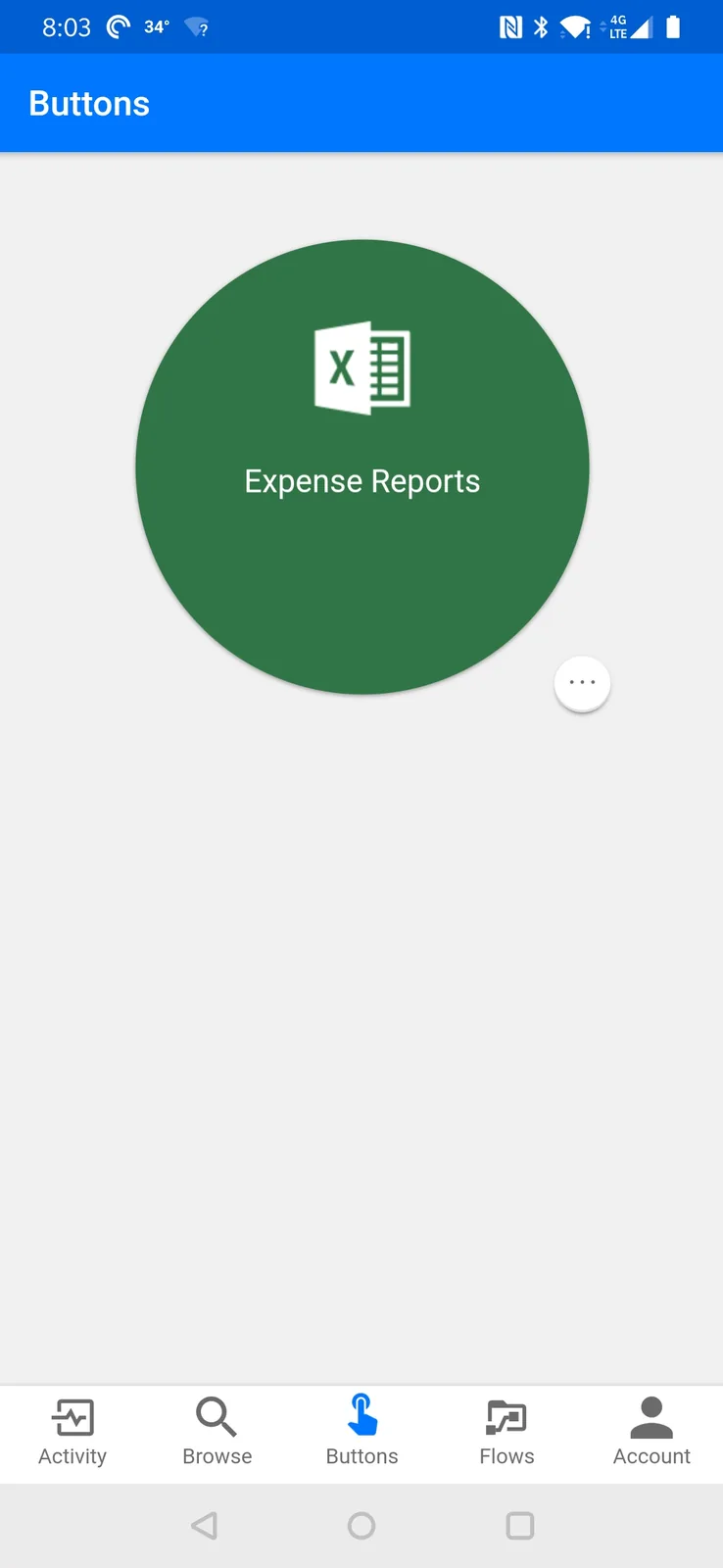 A flow with an expense report button