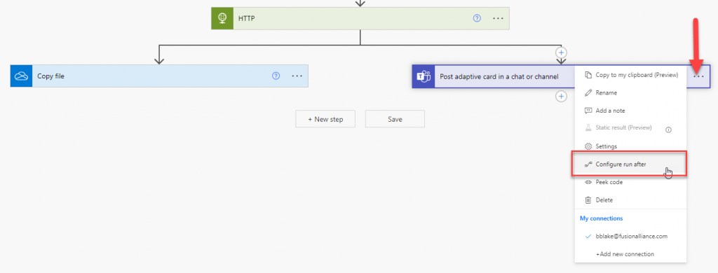 Configure run after option