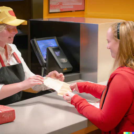 DALL-E generated image of fast-food-worker-handing-a-customer-their-order