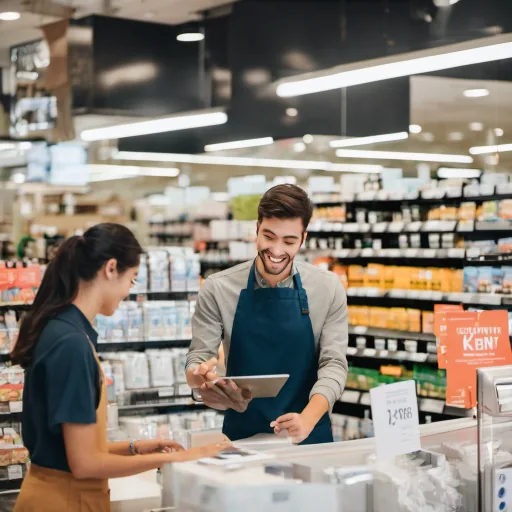 Retails working helping a customer