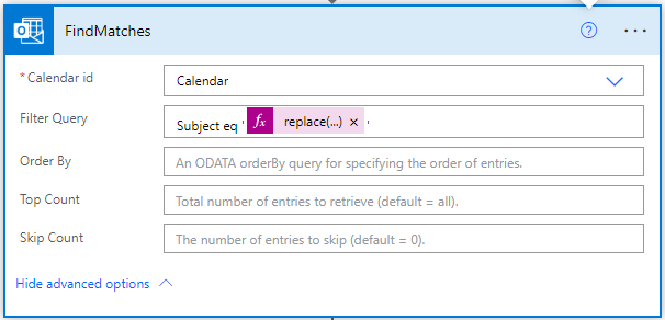 Power Automate actions to find matches in our calendar\n