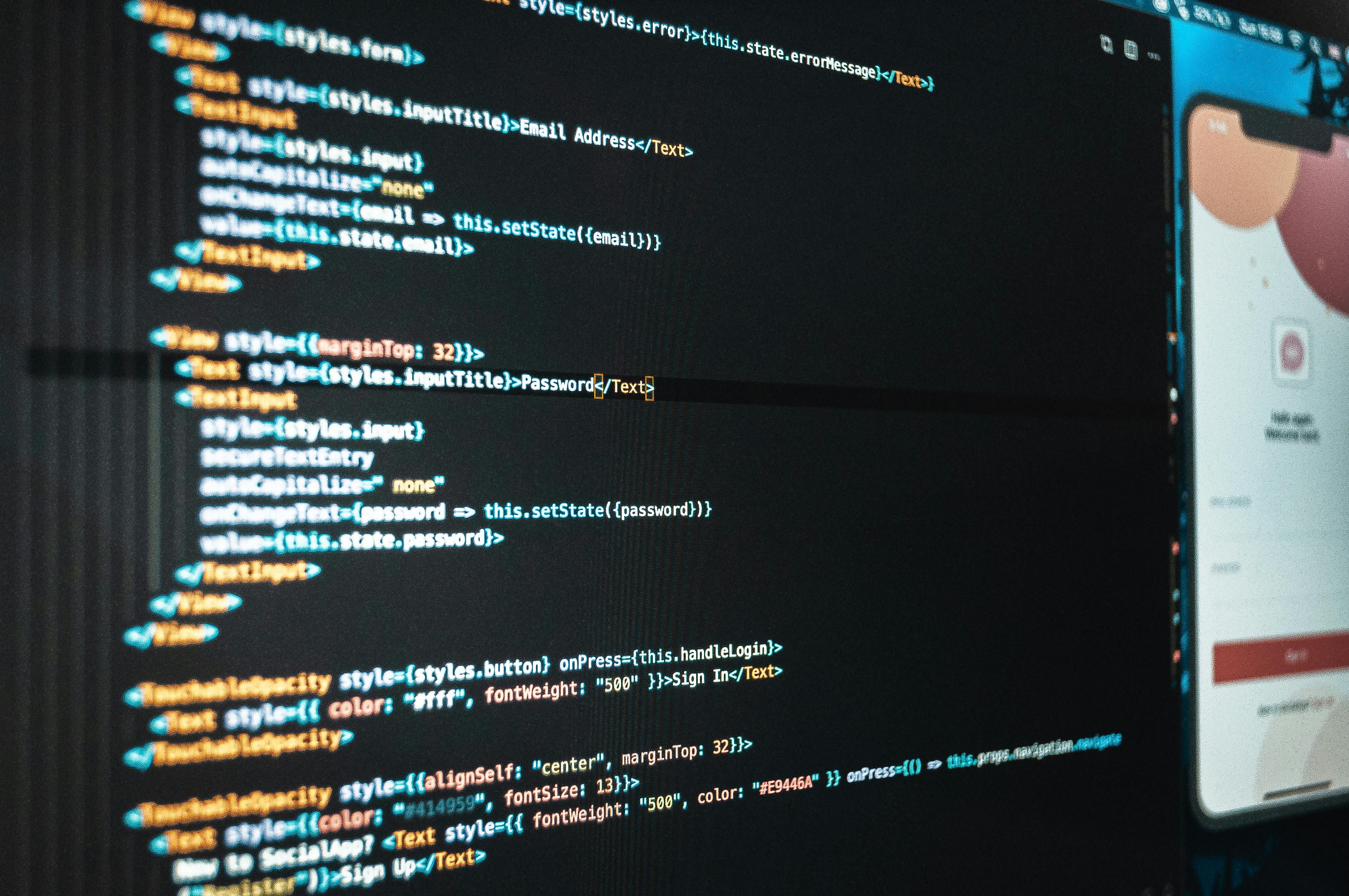 Picture of HTML code on a computer screen