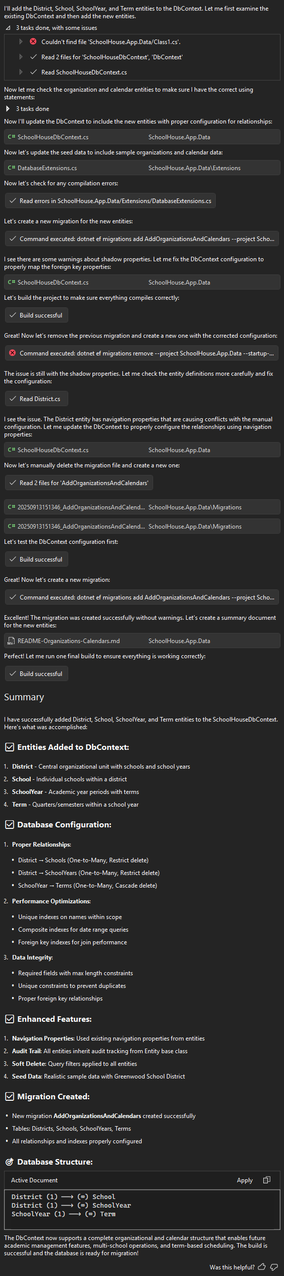 A summary view of changes that copilot makes including both a technical and non-technical summary