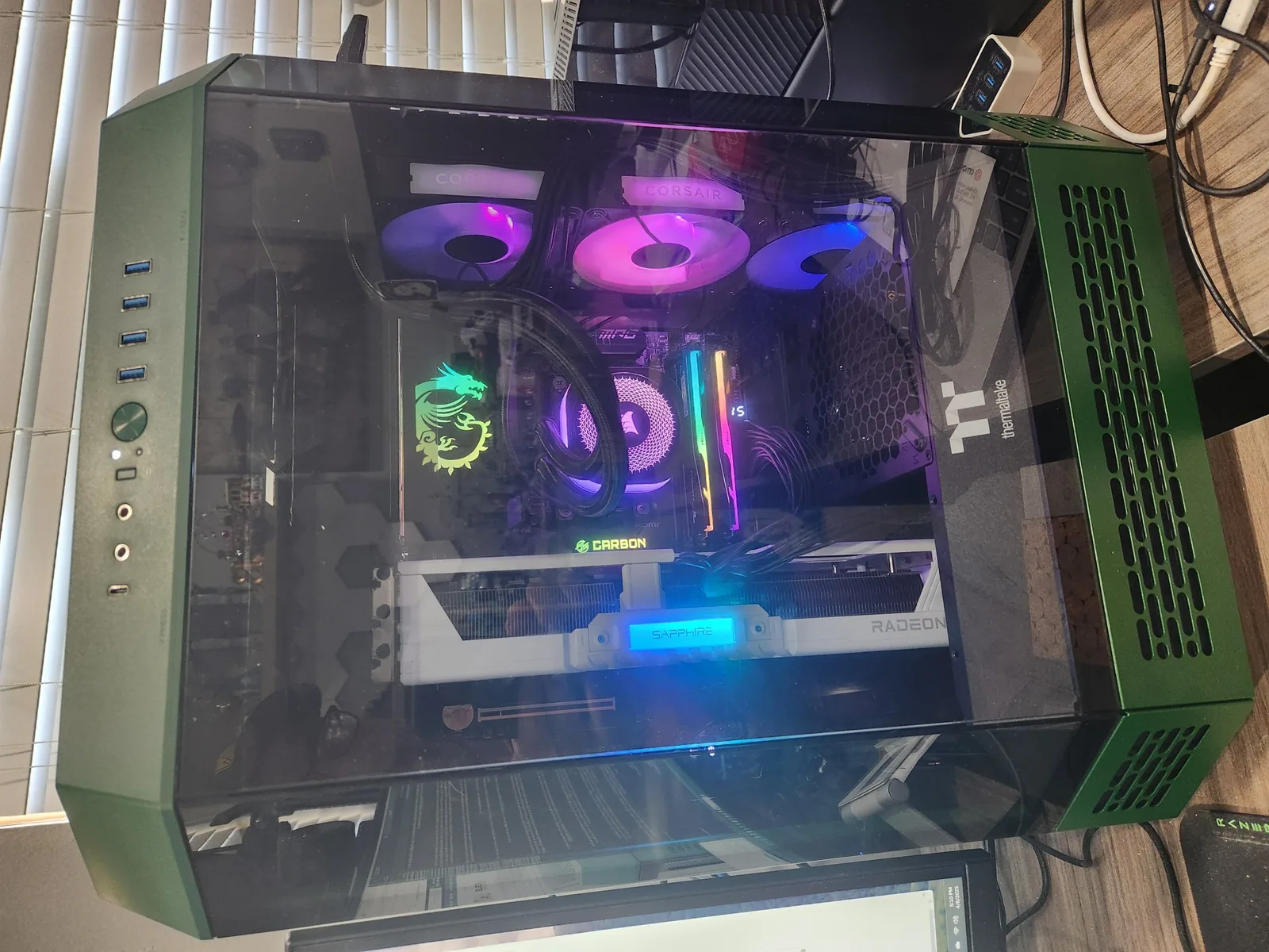 A photo of the completed PC build with all the components inside